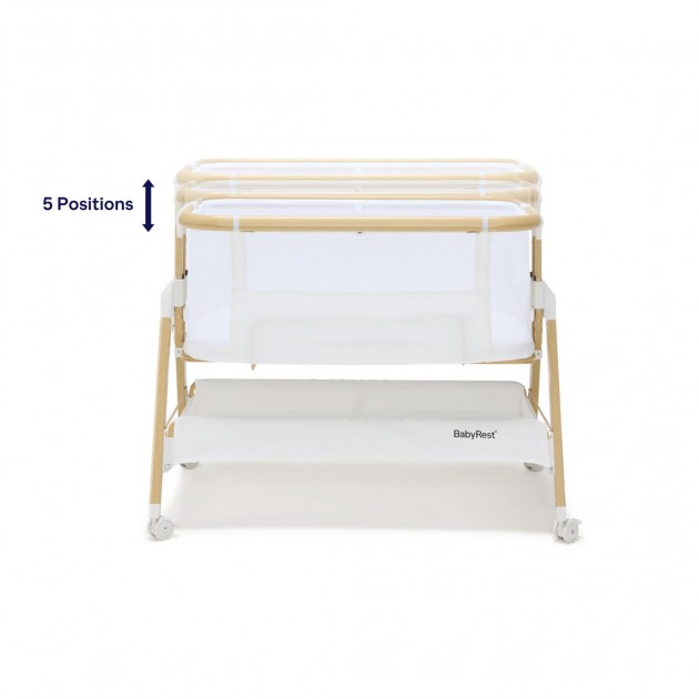 Babyrest Alfie Bedside Bassinet - White/Natural