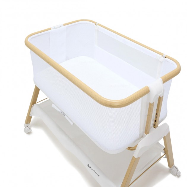 Babyrest Alfie Bedside Bassinet - White/Natural