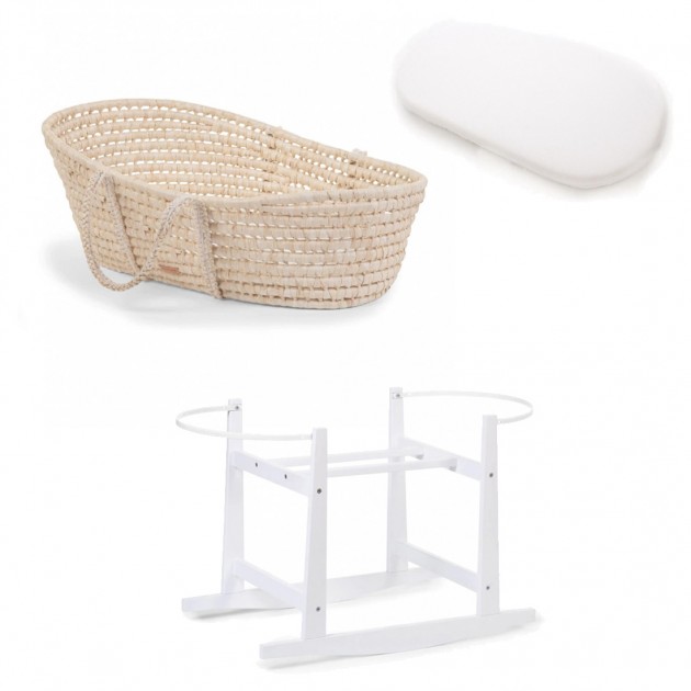 Childhome Corn Husk Moses Basket + Stand